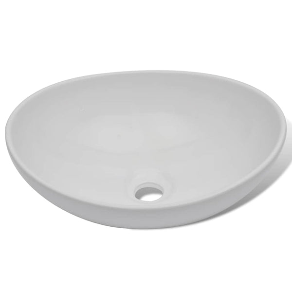 Keramik Waschbecken 40 x 33 cm Oval Weiß