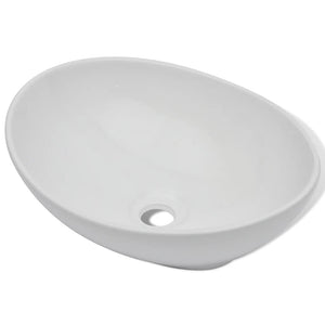 Keramik Waschbecken 40 x 33 cm Oval Weiß