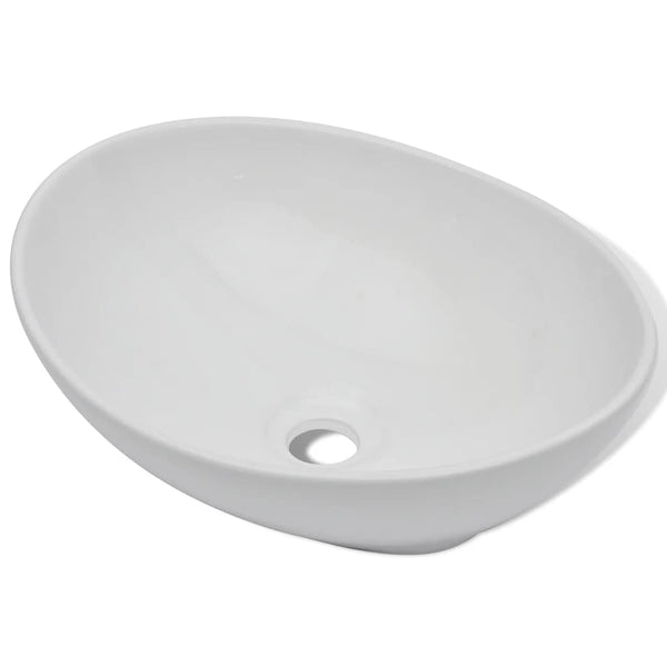 Keramik Waschbecken 40 x 33 cm Oval Weiß
