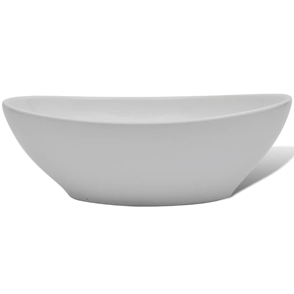 Keramik Waschbecken 40 x 33 cm Oval Weiß