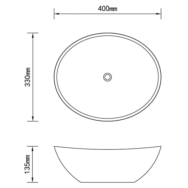 Keramik Waschbecken 40 x 33 cm Oval Weiß