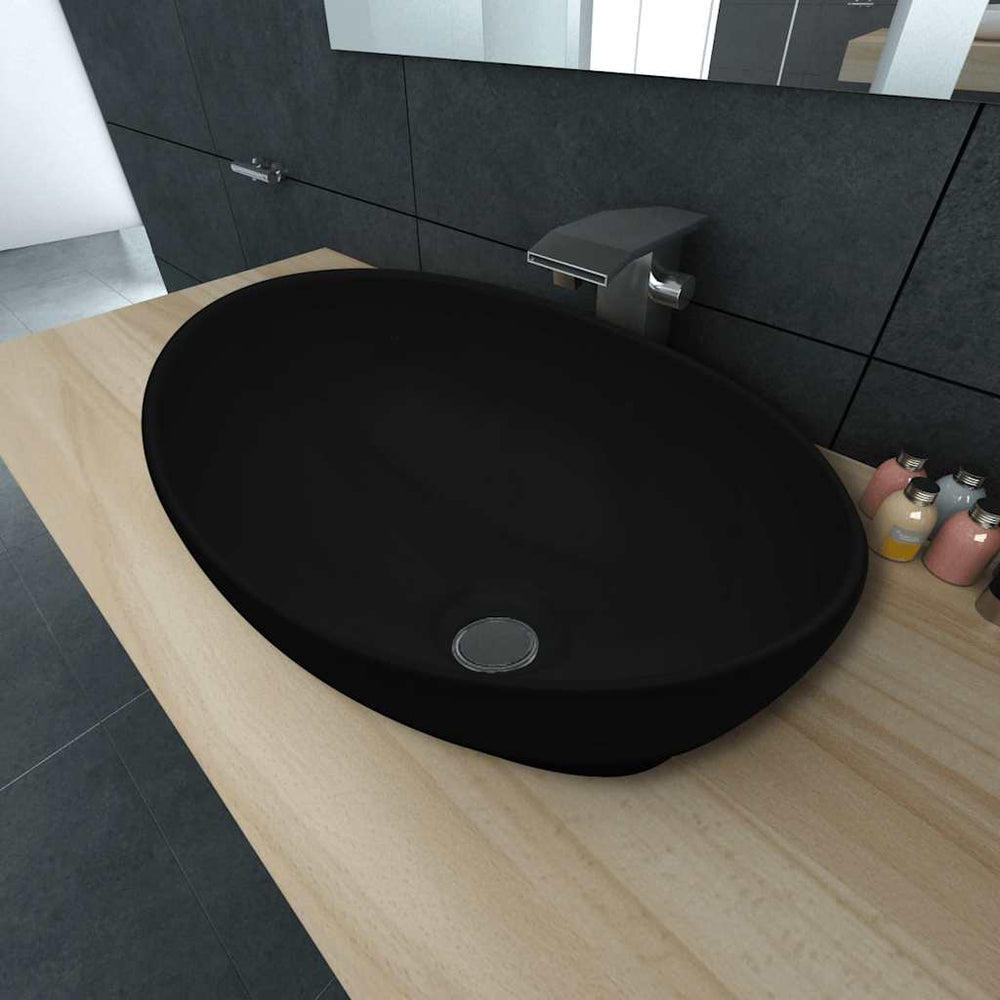 Keramik Waschbecken 40 x 33 cm Schwarz