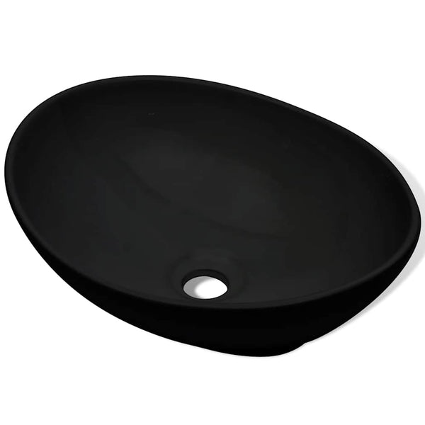 vidaXL Ceramic Wash Basin 40 x 33 cm Black