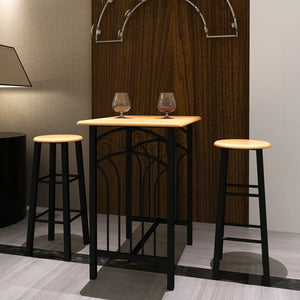 vidaXL 3-piece Bar Table and Stool Set Wood and Steel
