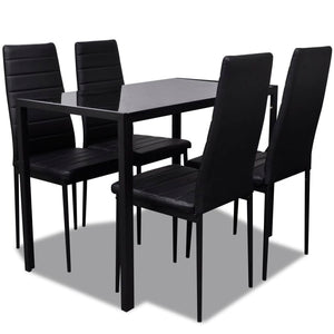 vidaXL Dining Set Table Chairs 5-piece Faux Leather Black