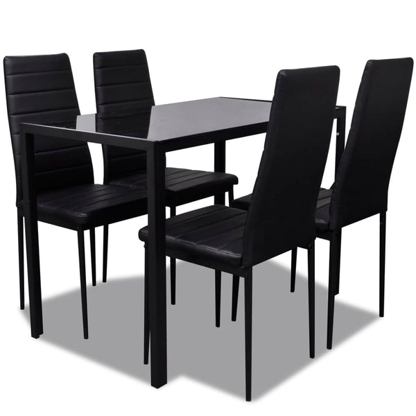 vidaXL Dining Set Table Chairs 5-piece Faux Leather Black