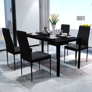 vidaXL Dining Set Table Chairs 5-piece Faux Leather Black