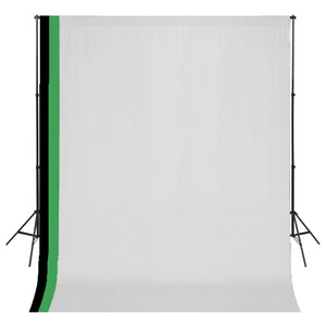 vidaXL Photo Studio Set 3 Cotton Backdrops Adjustable Frame 3x3m