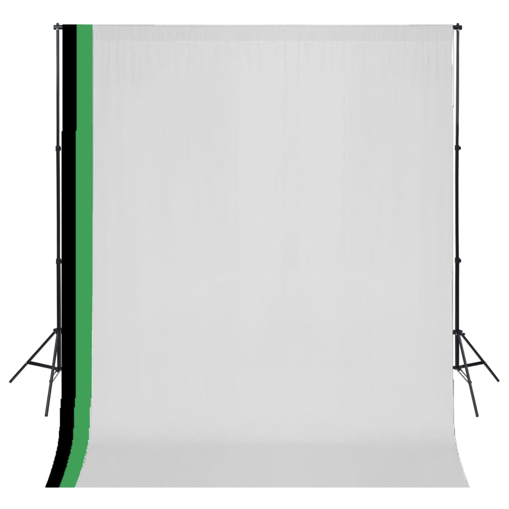 vidaXL Photo Studio Set 3 Cotton Backdrops Adjustable Frame 3x3m