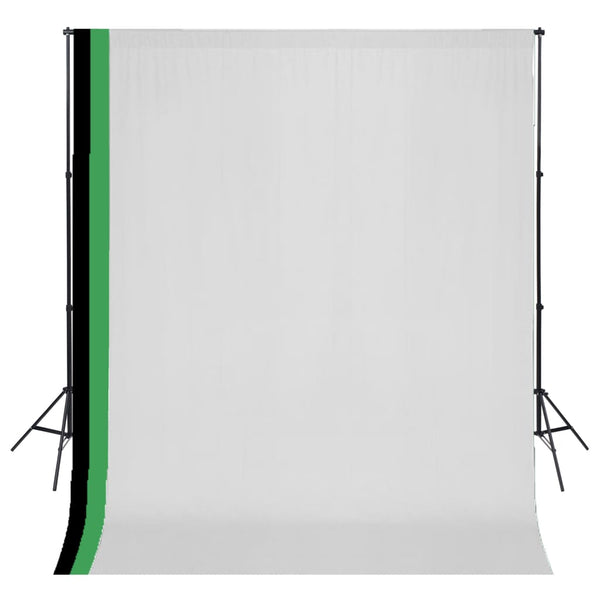 vidaXL Photo Studio Set 3 Cotton Backdrops Adjustable Frame 3x3m