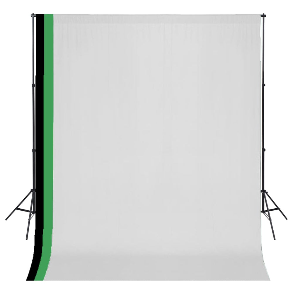 vidaXL Photo Studio Set 3 Cotton Backdrops Adjustable Frame 3x3m
