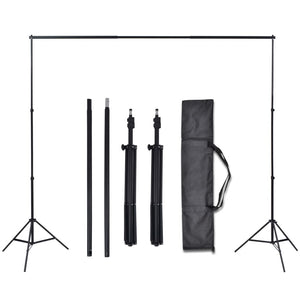 vidaXL Photo Studio Set 3 Cotton Backdrops Adjustable Frame 3x3m