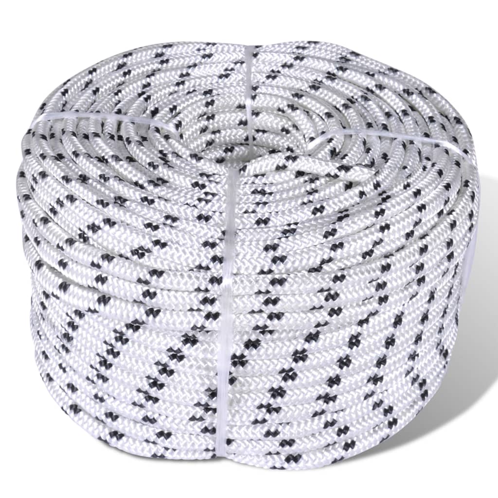 vidaXL Braided Rope Boat Rope Polyester 8 mm 500 m White