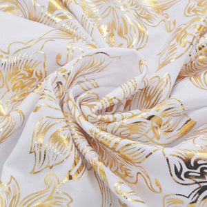 vidaXL 6 pcs. Stretch Chair Covers Straight White with Gold Print