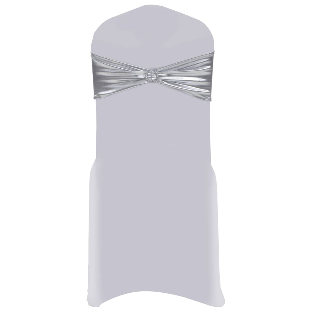 vidaXL 25 pcs. Stretch Chair Bands with Diamond Buckle Silver
