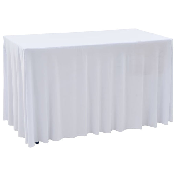vidaXL 2-Pack Stretch Tablecloths with Skirt White 183 x 76 x 74 cm