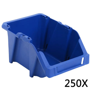 vidaXL Stackable Storage Bins 250 pcs 103 x 165 x 76 mm Blue