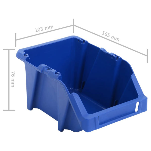 vidaXL Stackable Storage Bins 250 pcs 103 x 165 x 76 mm Blue