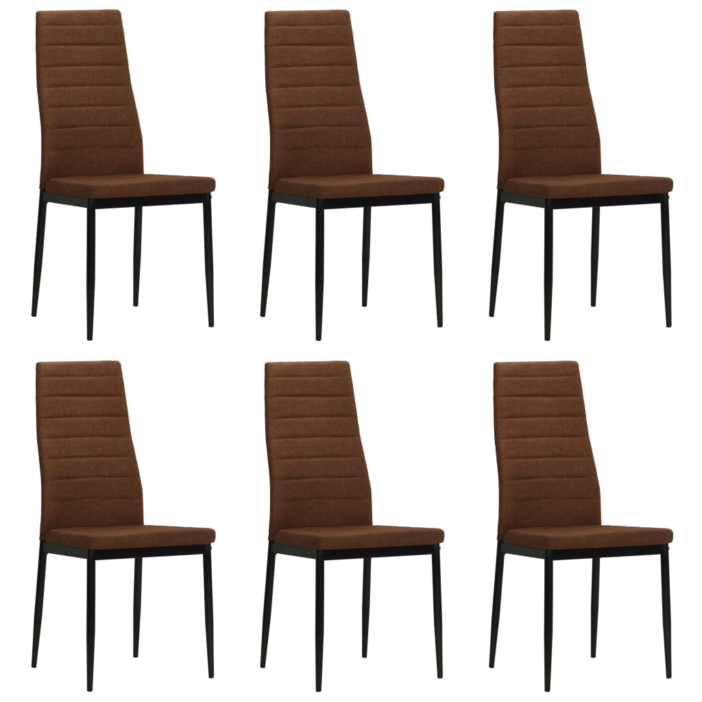 vidaXL Dining Chairs 6 pcs Fabric Brown