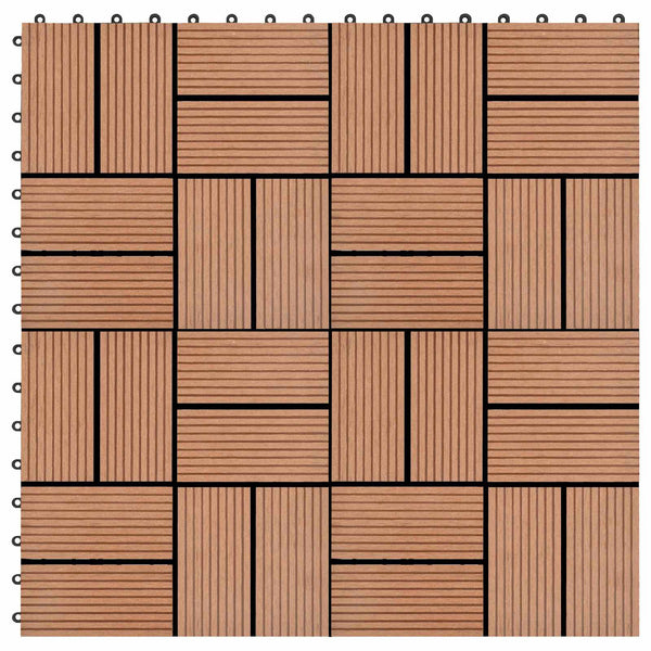 vidaXL Deck Tile 11 pcs Brown 30 x 30 cm WPC
