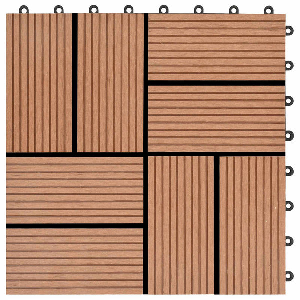 vidaXL Deck Tile 11 pcs Brown 30 x 30 cm WPC