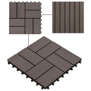 vidaXL Decking Tile 11 pcs Dark Brown 30 x 30 cm WPC
