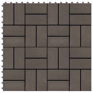 vidaXL Decking Tile 11 pcs Dark Brown 30 x 30 cm WPC