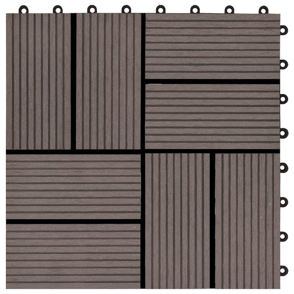 vidaXL Decking Tile 11 pcs Dark Brown 30 x 30 cm WPC