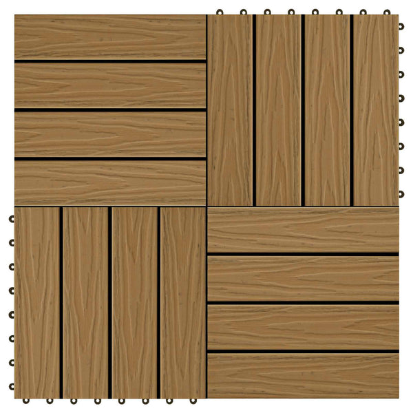 vidaXL Decking Tile 3D Design 11 pcs Teak 30 x 30 cm WPC