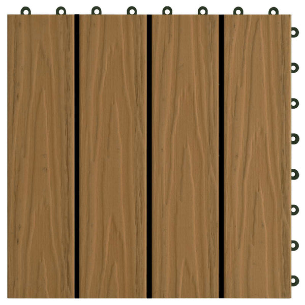 vidaXL Decking Tile 3D Design 11 pcs Teak 30 x 30 cm WPC