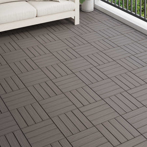 vidaXL Decking Tiles 3D Design 11 pcs Dark Brown 30 x 30 cm WPC