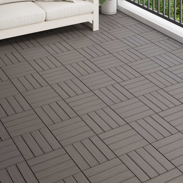 vidaXL Decking Tiles 3D Design 11 pcs Dark Brown 30 x 30 cm WPC