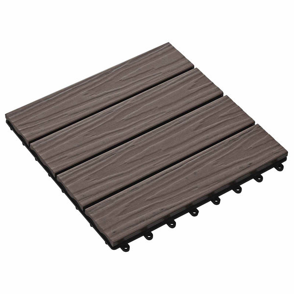 vidaXL Decking Tiles 3D Design 11 pcs Dark Brown 30 x 30 cm WPC