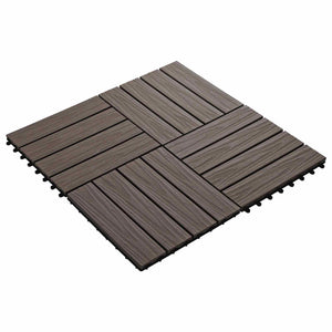 vidaXL Decking Tiles 3D Design 11 pcs Dark Brown 30 x 30 cm WPC
