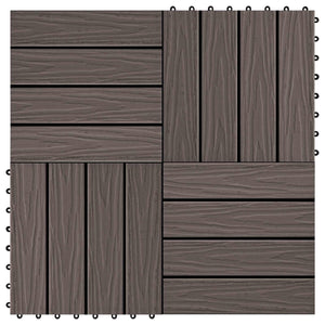 vidaXL Decking Tiles 3D Design 11 pcs Dark Brown 30 x 30 cm WPC