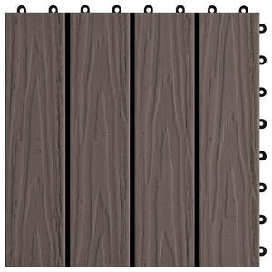 vidaXL Decking Tiles 3D Design 11 pcs Dark Brown 30 x 30 cm WPC