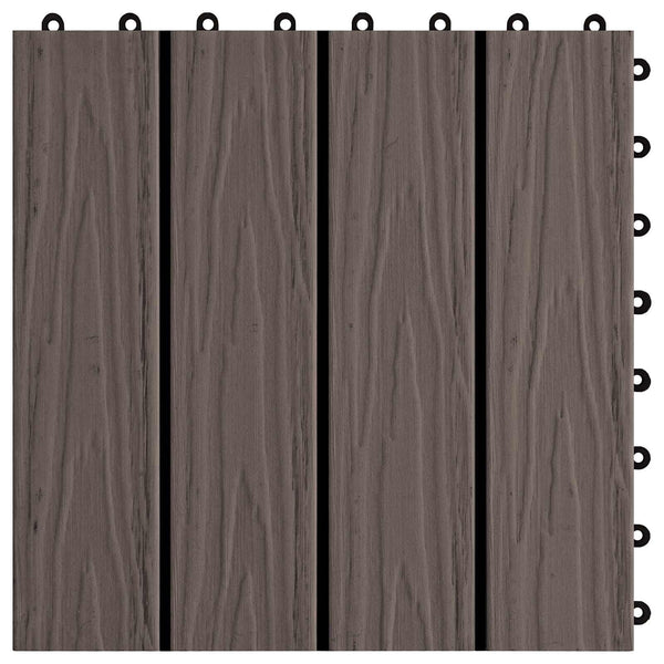 vidaXL Decking Tiles 3D Design 11 pcs Dark Brown 30 x 30 cm WPC