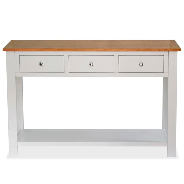vidaXL Console Table 118x35x77 cm Solid Oak Wood