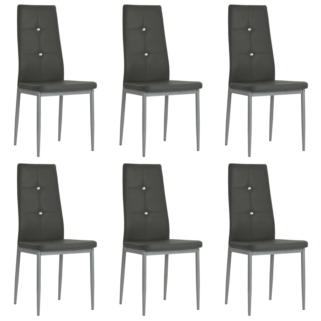vidaXL Dining Chairs 6 pcs Artificial Leather Grey