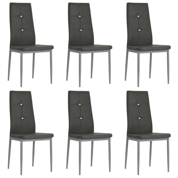 vidaXL Dining Chairs 6 pcs Artificial Leather Grey