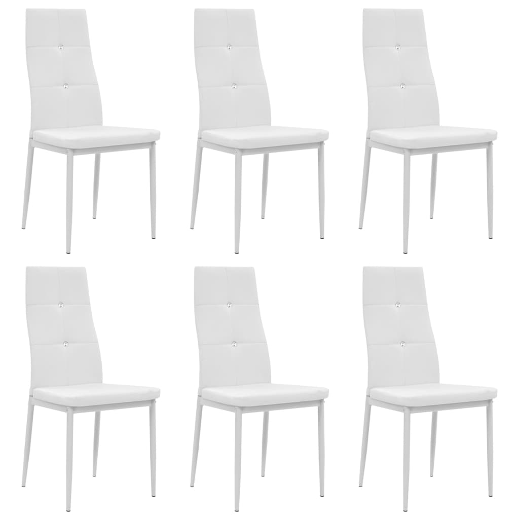 vidaXL Dining Chairs 6 pcs Faux Leather White