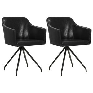 vidaXL Dining Chairs 2 pcs Swivel Black Faux Leather