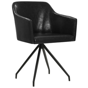 vidaXL Dining Chairs 2 pcs Swivel Black Faux Leather