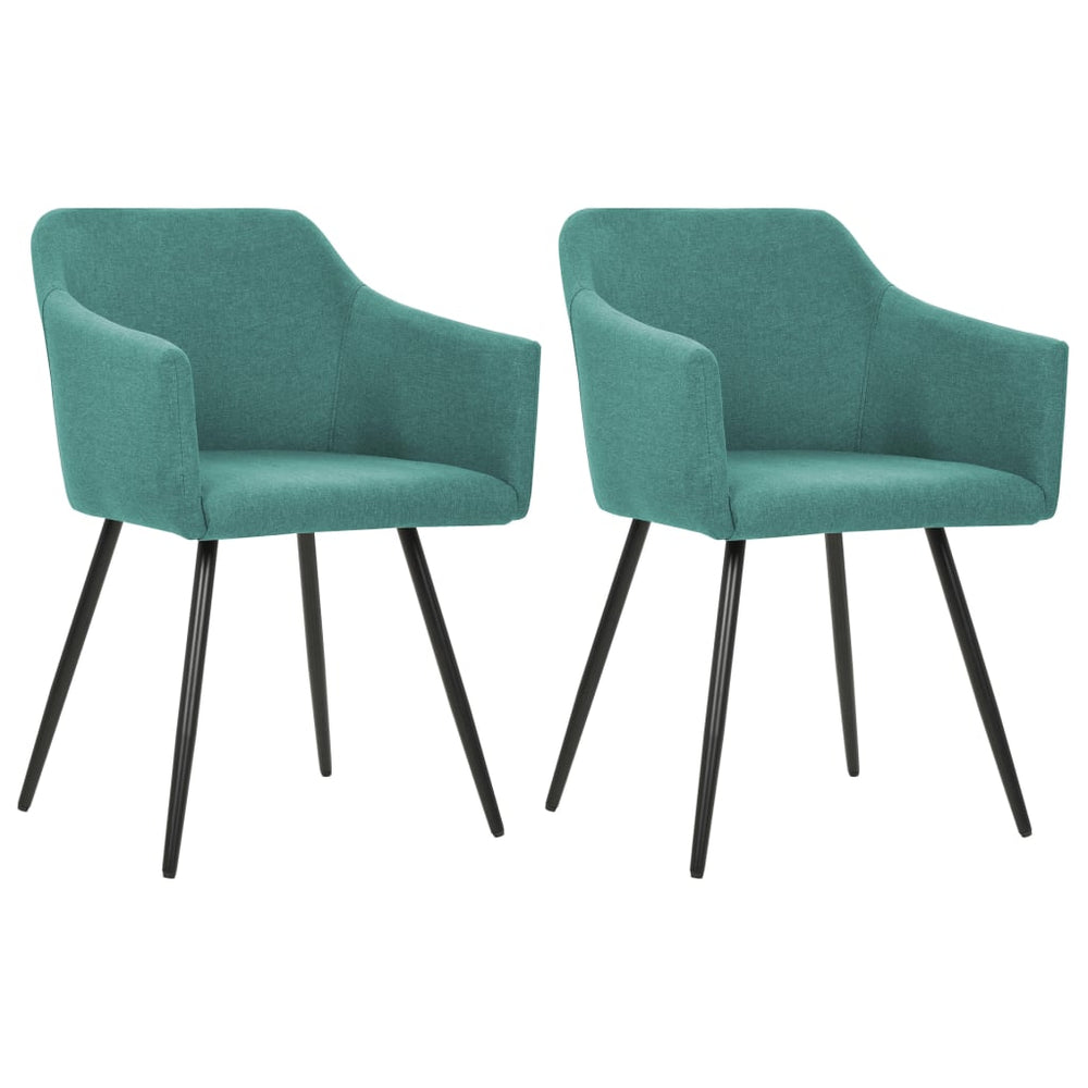 vidaXL Dining Chairs 2 pcs Green Fabric