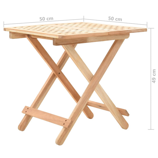 vidaXL Folding Side Table Solid Walnut Wood 50x50x49 cm