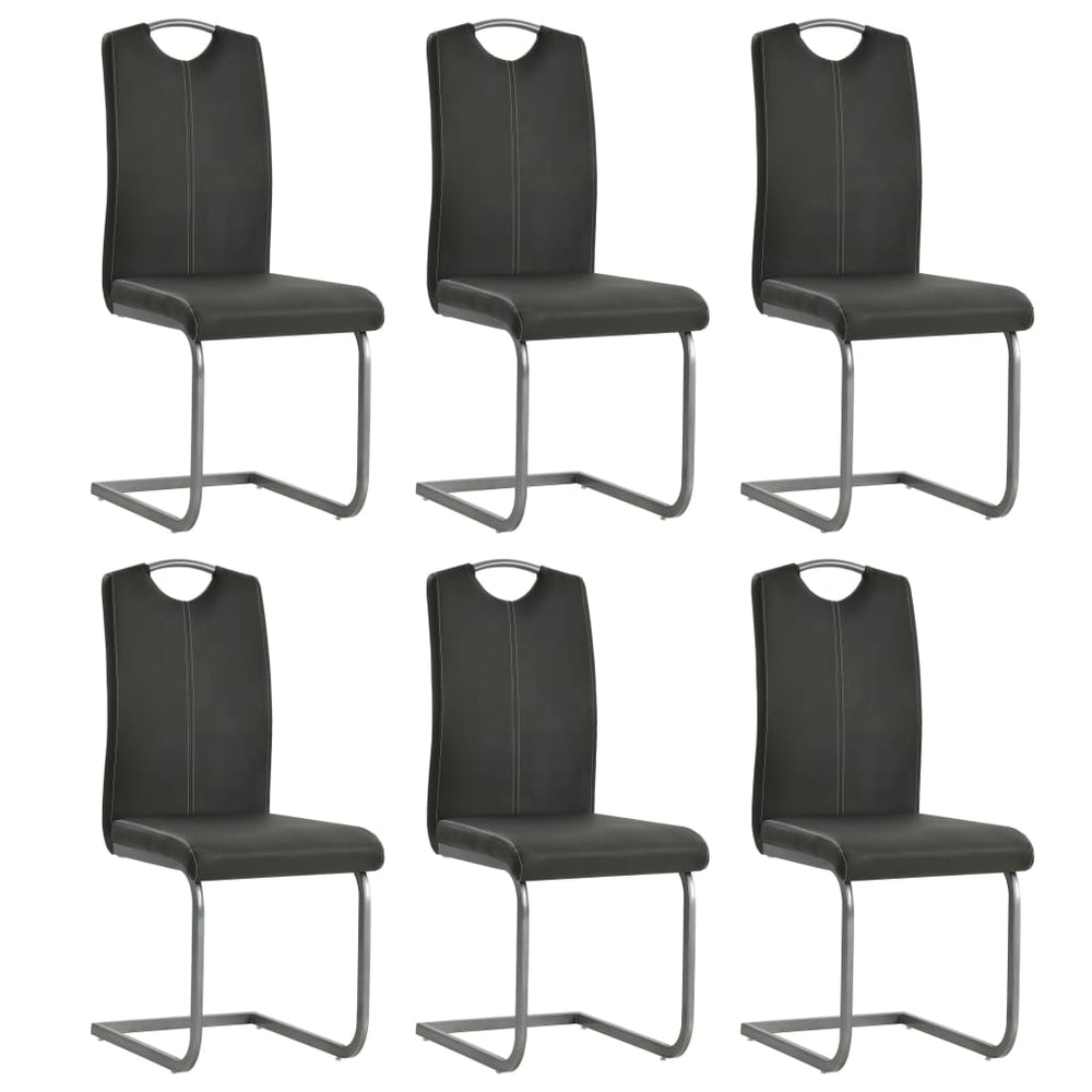 vidaXL Cantilever Chairs 6 pcs. Grey Faux Leather