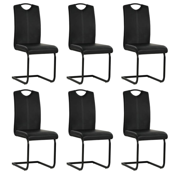 vidaXL Cantilever Chairs 6 pcs Black Faux Leather