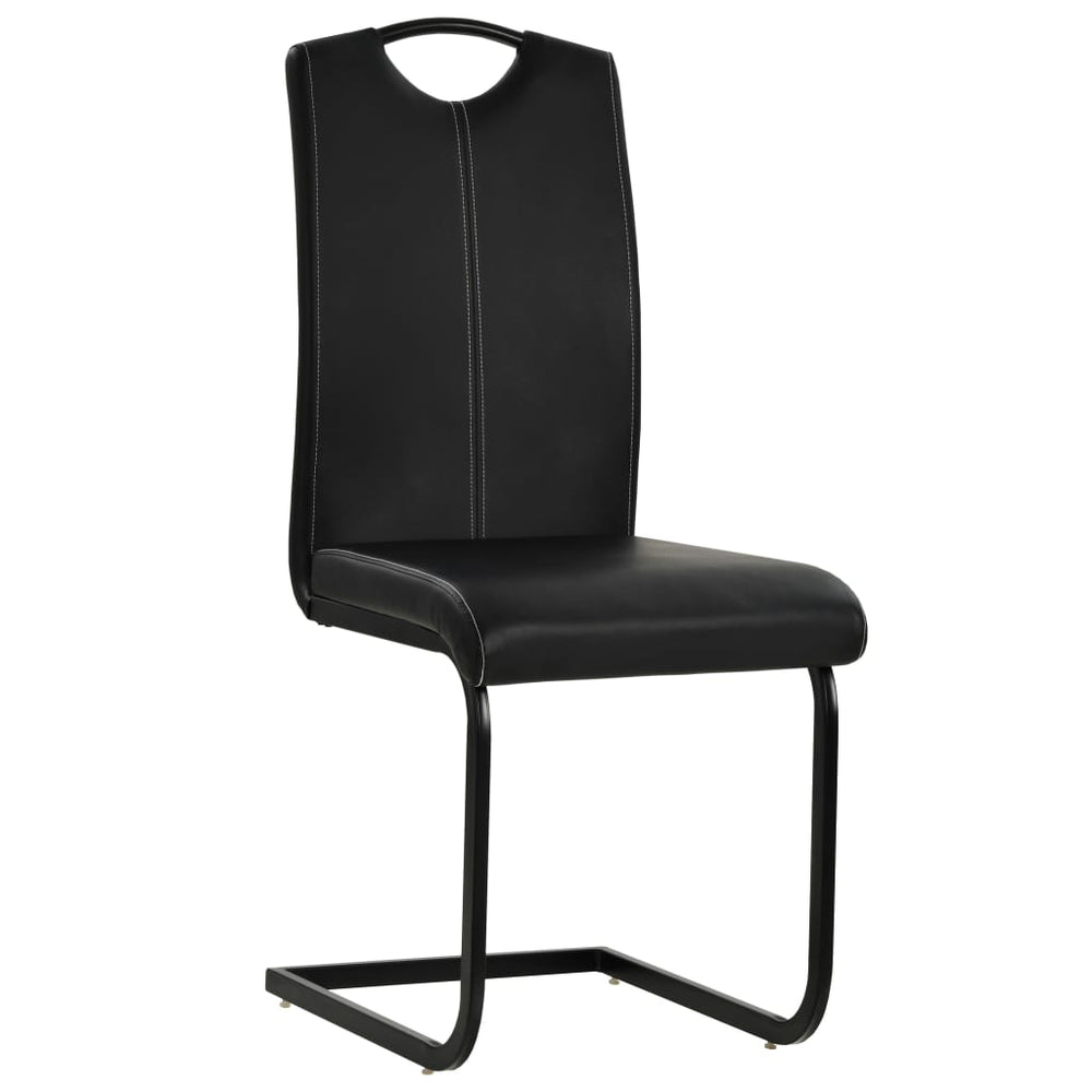 vidaXL Cantilever Chairs 6 pcs Black Faux Leather