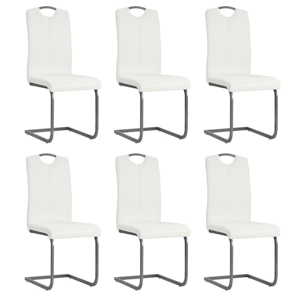 vidaXL Cantilever Chairs 6 pcs. White Faux Leather