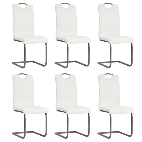 vidaXL Cantilever Chairs 6 pcs. White Faux Leather